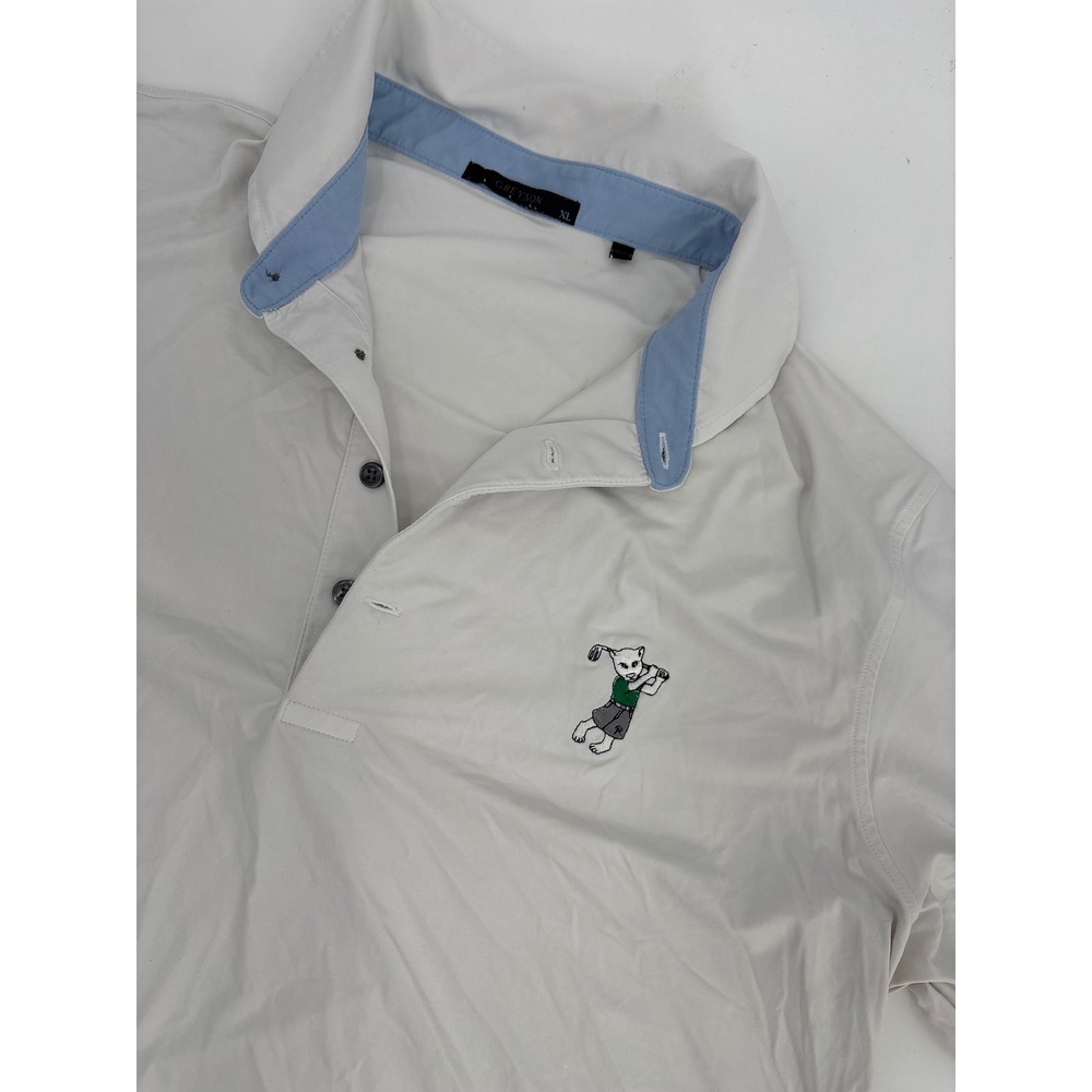 Greyson Clothiers Mens Golf Polo Shirt Gray Blue XL Wolf Logo Performance - Picture 2 of 5